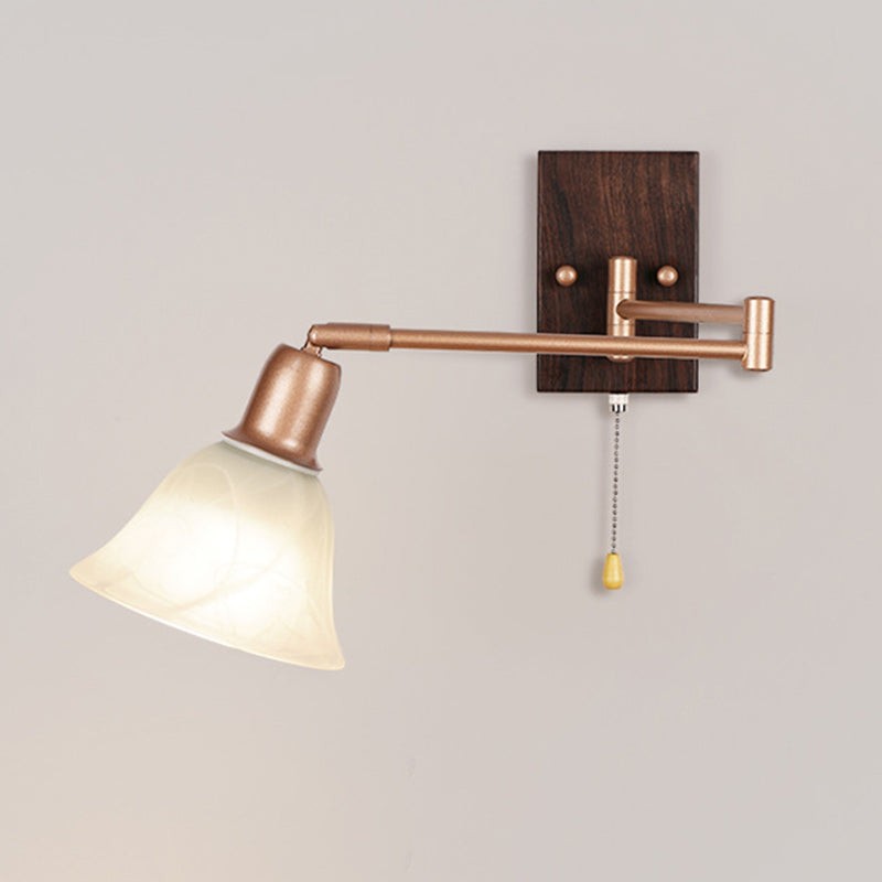 Franse ijzeren glazen bloemenwandlamp met zwenkarm en rits HL1087