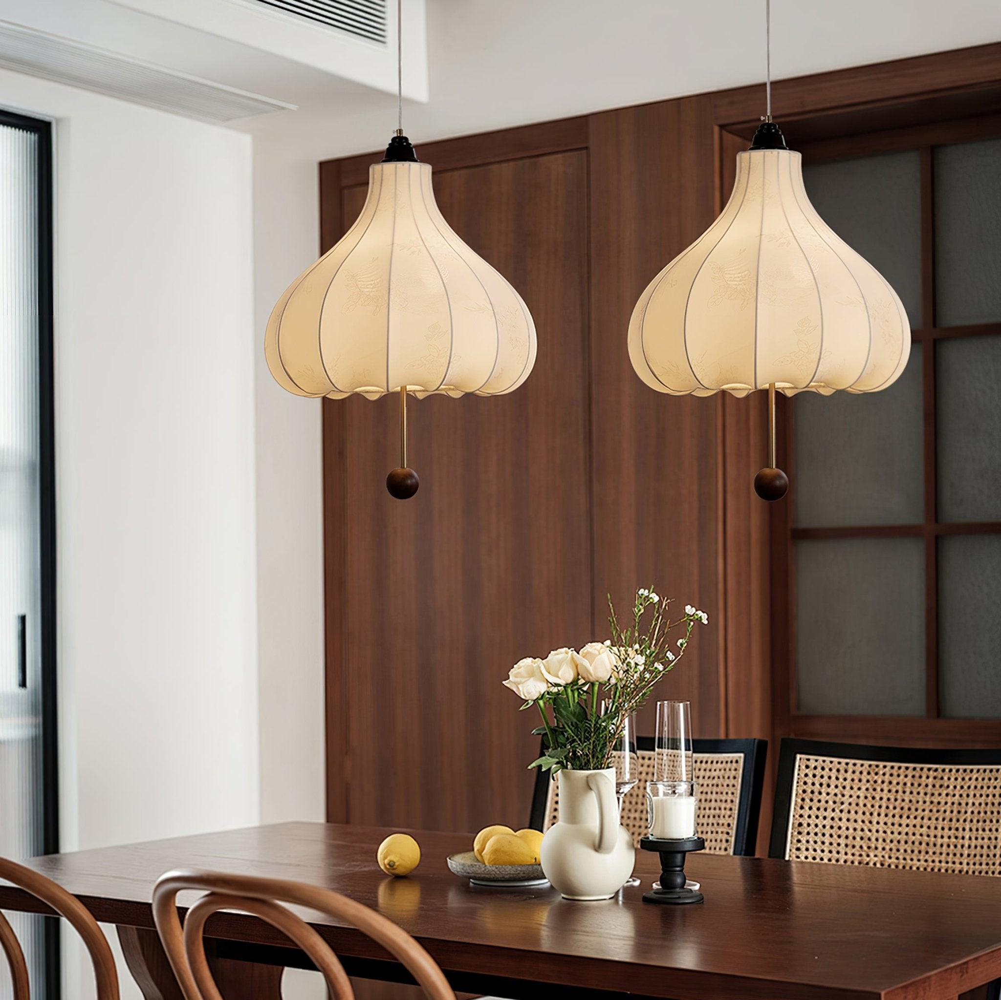 Retro Kastanje Stoffen Hanglamp HL495