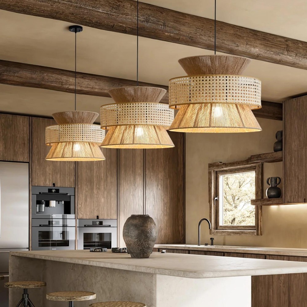 Handgeweven henneptouw rotan hanglamp HL3366
