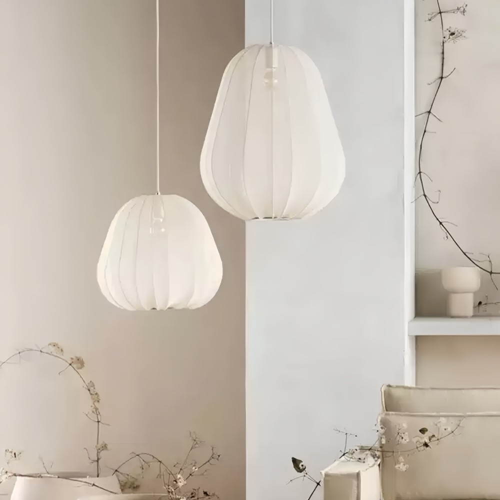 Witte stoffen hanglamp - Nordic lantaarnkap voor slaapkamer HL1316