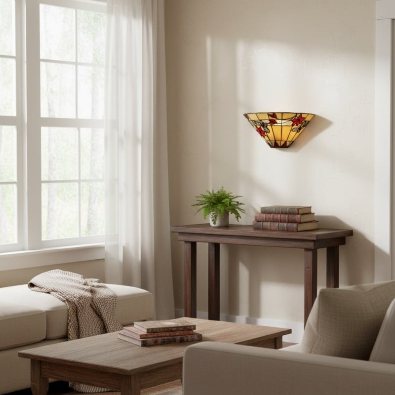 TF Butterfly Wandlamp - Wandlamp met glas-in-lood vlinderdesign voor slaapkamer en woonkamer HL2149