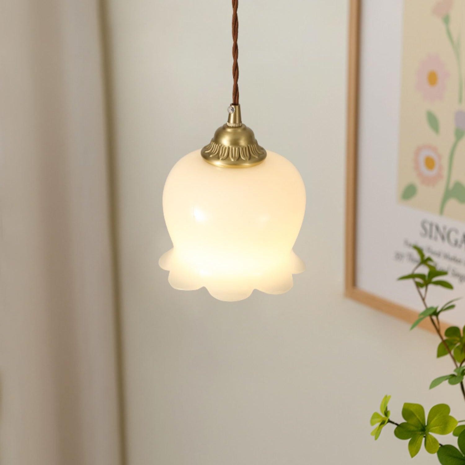 Retro Crème Lily Flower Hanglamp HL302