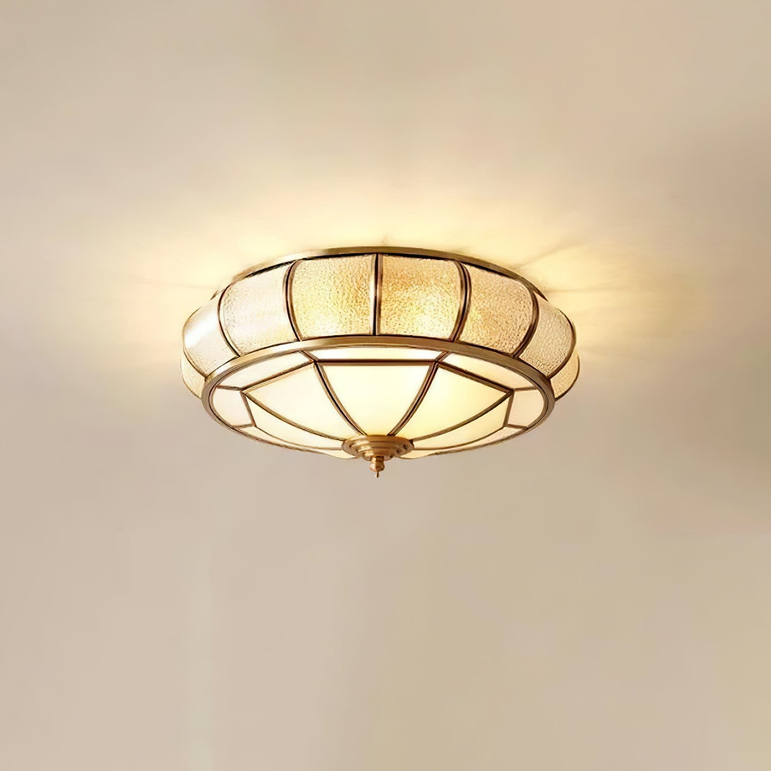 Ronde plafondlamp van getextureerd glas HL756