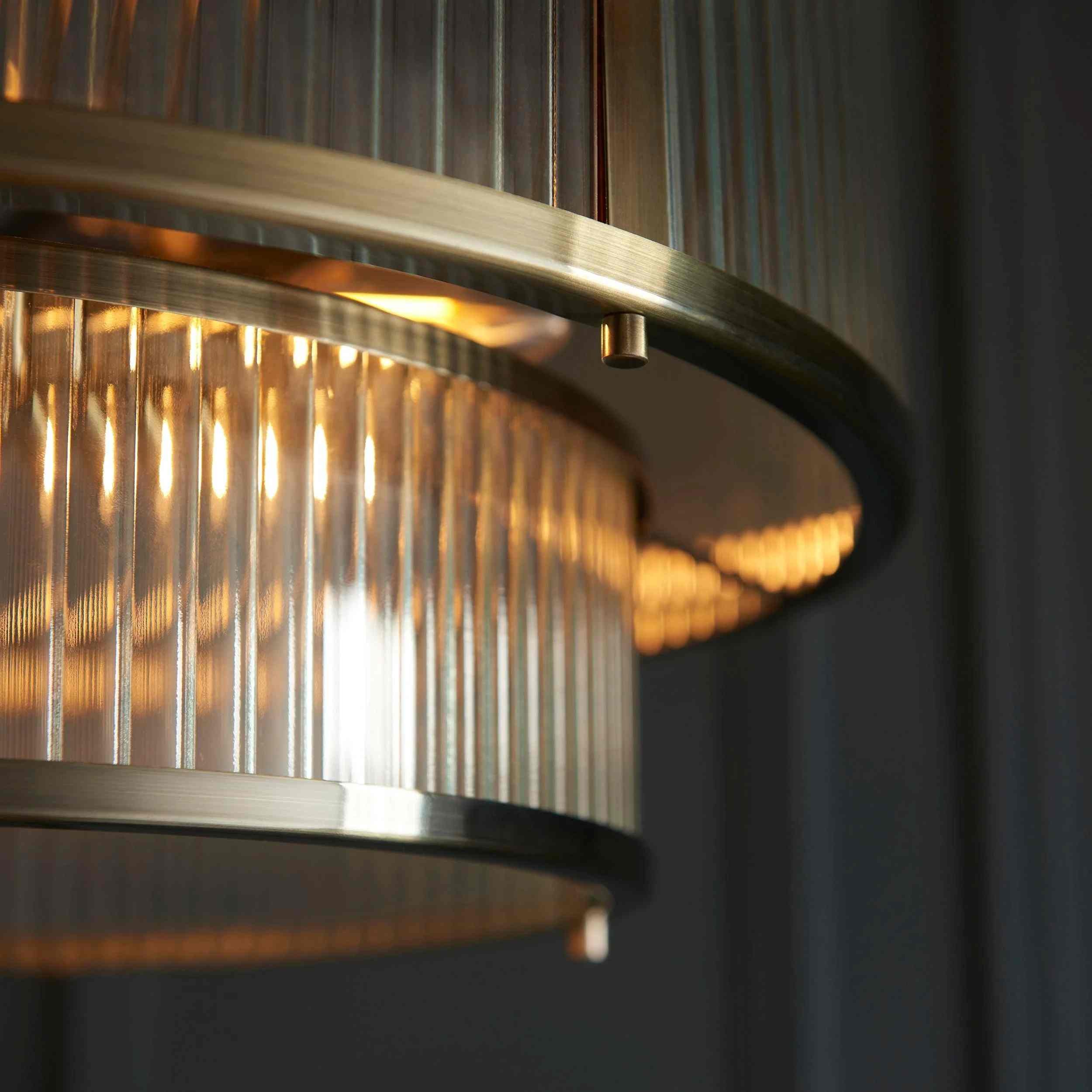 RibGlow Hanglamp met geribbeld glas - Hanglamp in antieke stijl voor de eetkamer HL2044