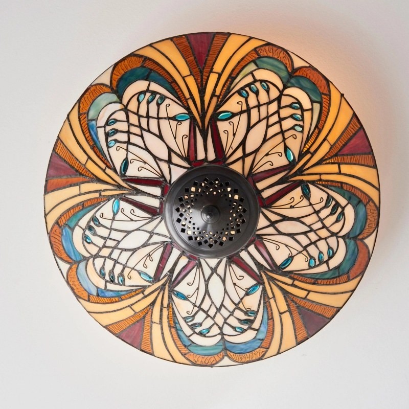 TF Hector Plafondlamp - Handgemaakt glas-in-lood design, half-inbouw of hanglamp voor thuis HL2217