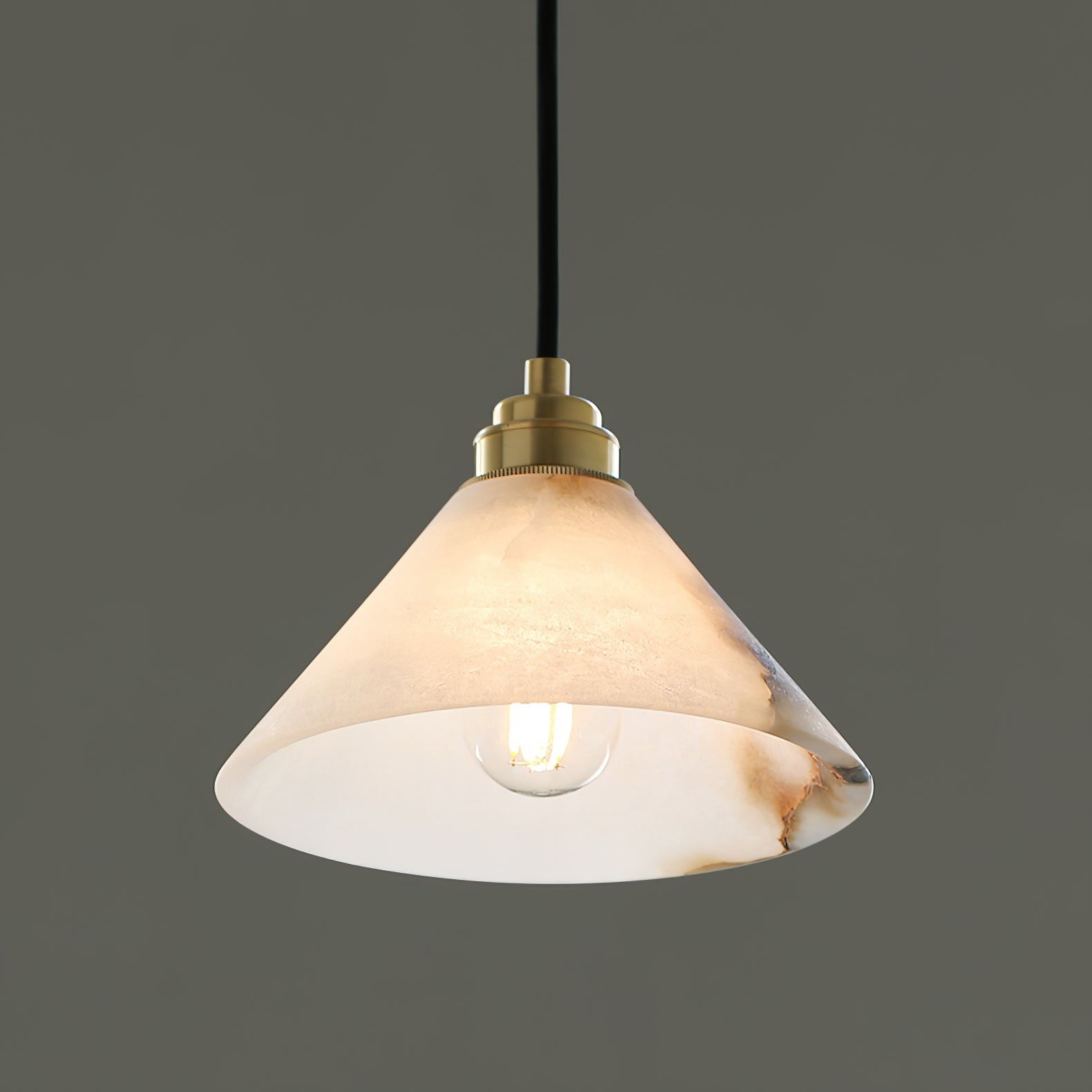 Conische messing albasten hanglamp HL2978