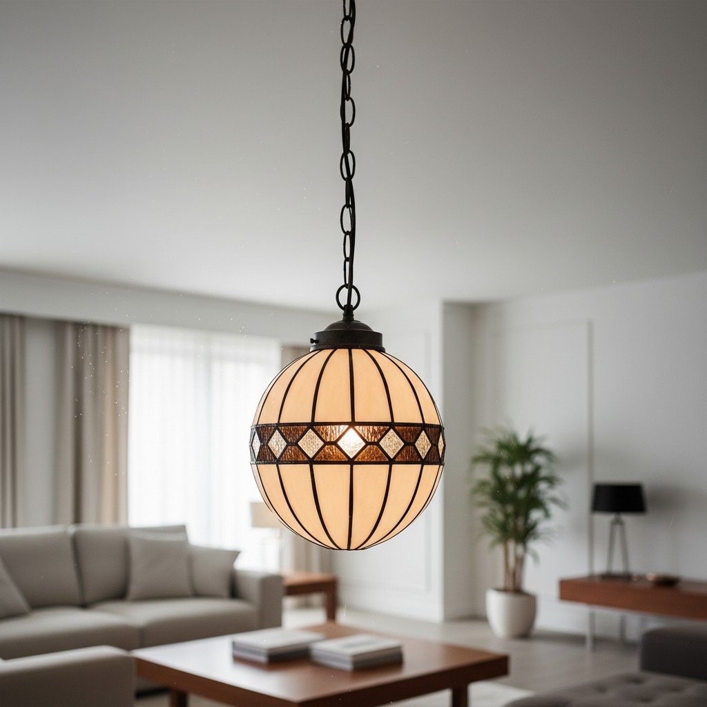 TF Fargo Tiffany-stijl bolvormige hanglamp - Handgemaakte kunstglazen bollamp voor keukeneiland HL2233