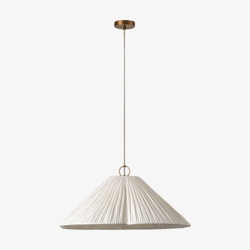 Blossine linnen hanglamp met geschulpte rand - gelaagde kap en metalen plafondplaat, rustiek tot modern HL1921