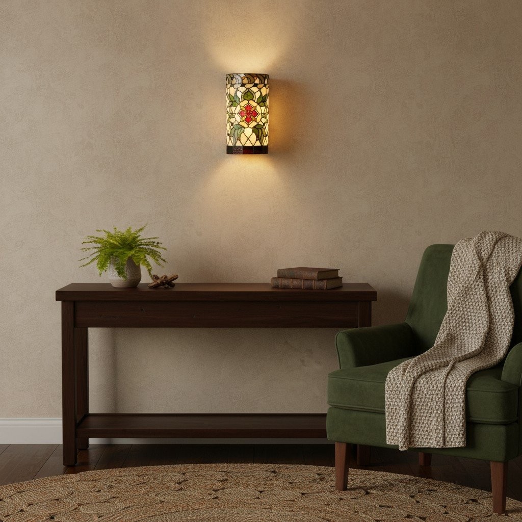TF Angelique Vintage Glazen Wandlamp met Bloemenmotief - Elegant Glasdesign voor Slaapkamers & Gang HL2090