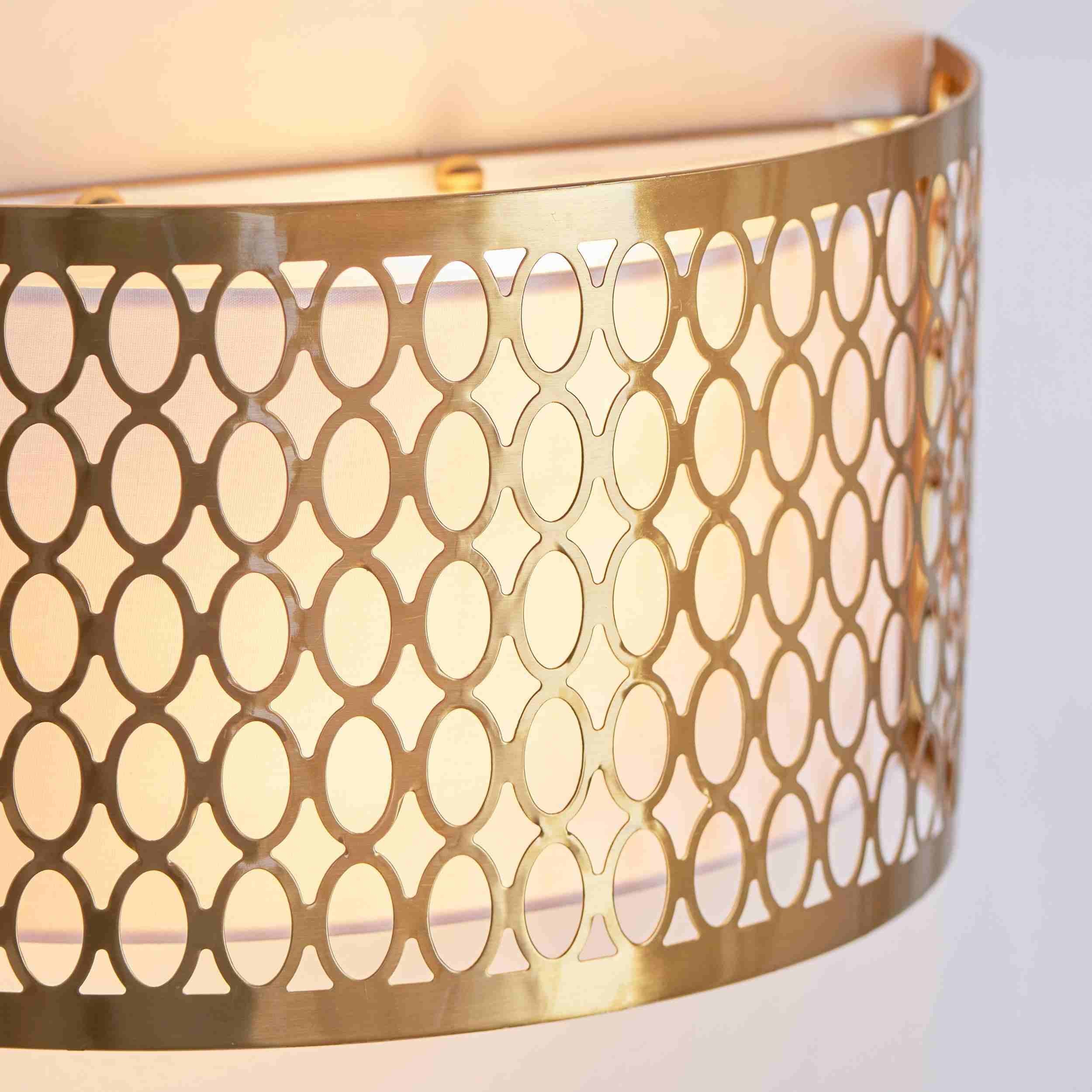 Liorin Fretwork wandlamp - Moderne gebogen metalen en stoffen kap wandlamp voor hal of slaapkamer HL2192