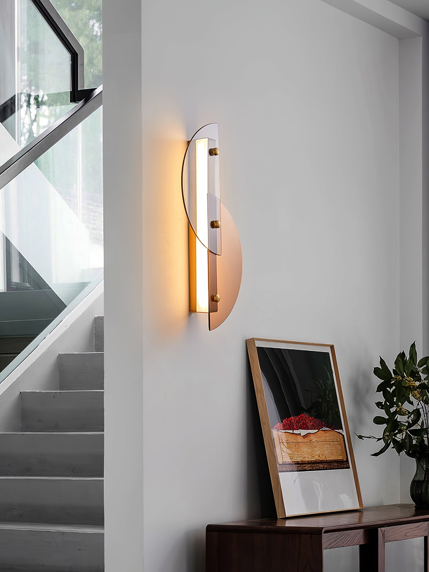 Eenvoudige waaiervormige glazen boogwandlamp HL635