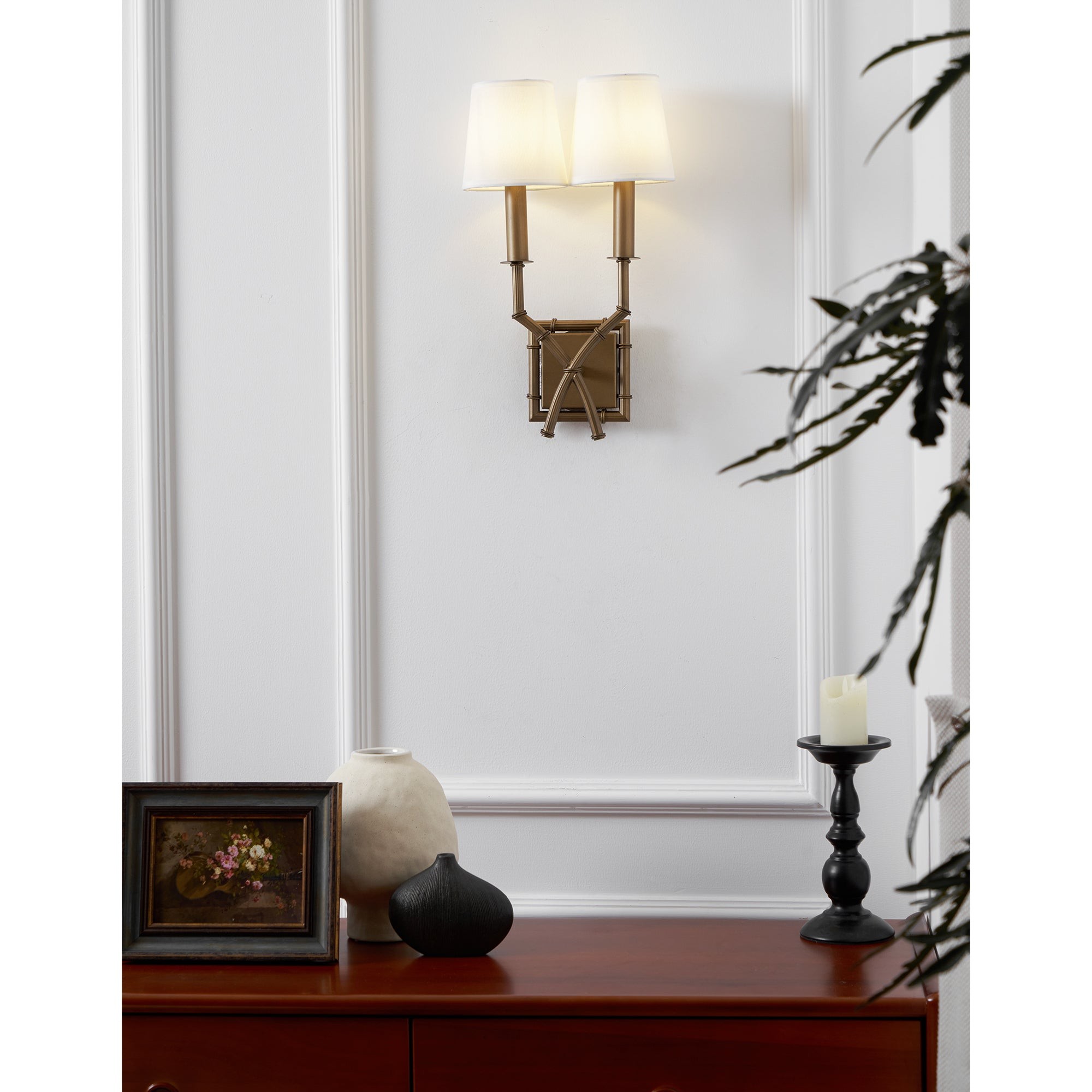 Dubbele bamboe wandlamp HL3139