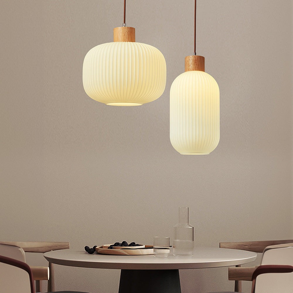 Nordic witte lantaarnachtige glazen hanglamp HL666