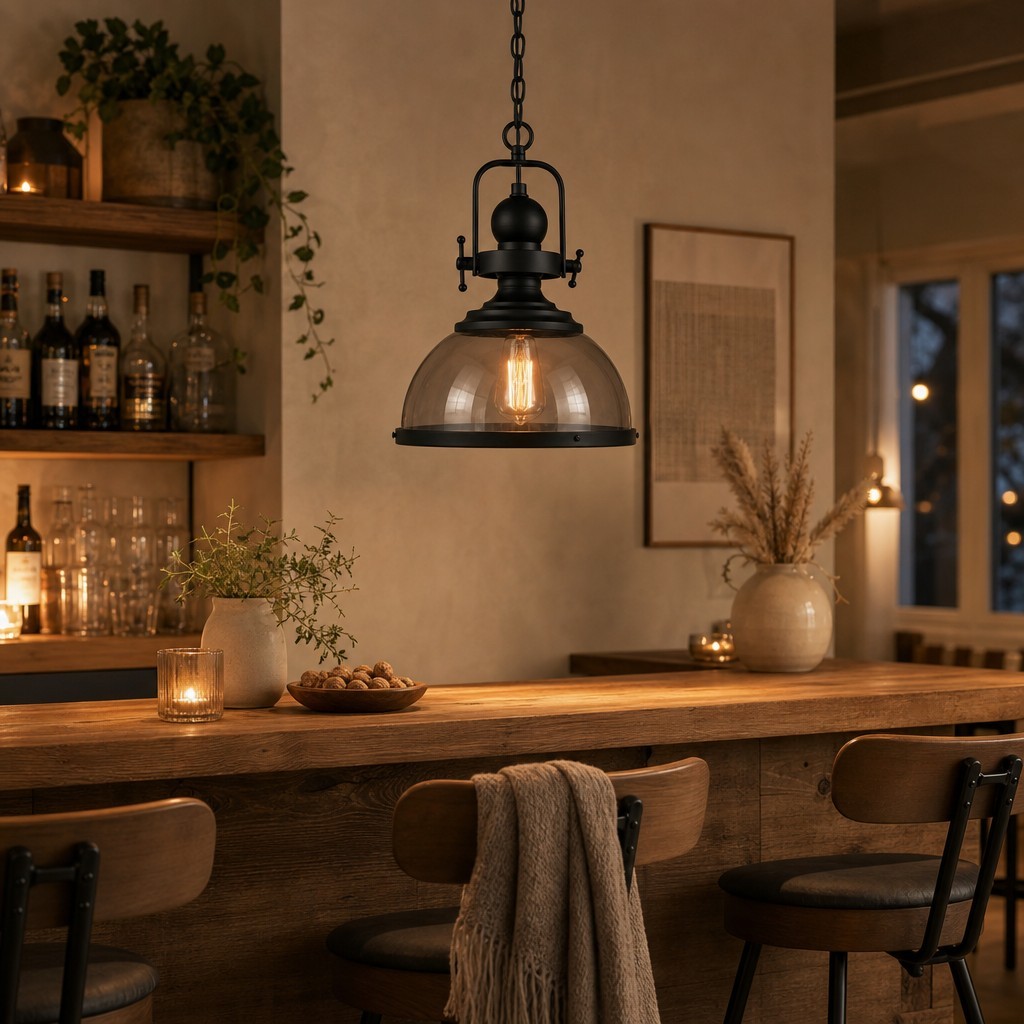 Ivoran industriële hanglamp van metaal met rookkleurig glas - Geschikt voor keukeneiland HL3575
