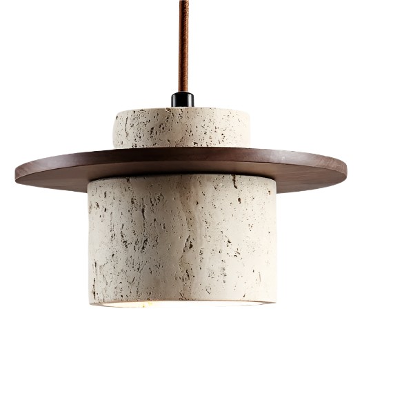 Hanglamp in Japanse vintage stijl met travertinafwerking HL3468