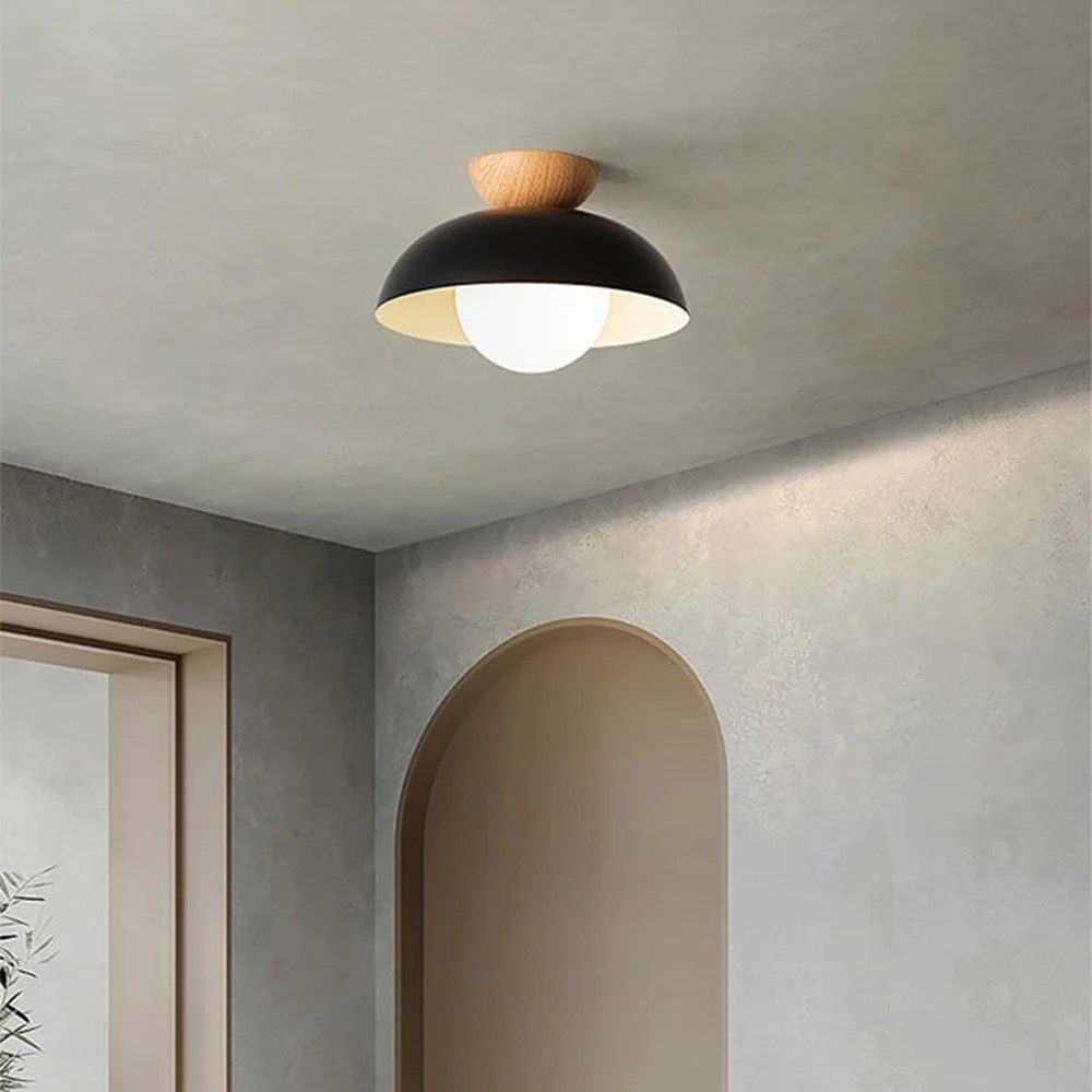 Moderne semi bloemknop houten plafondlamp HL188