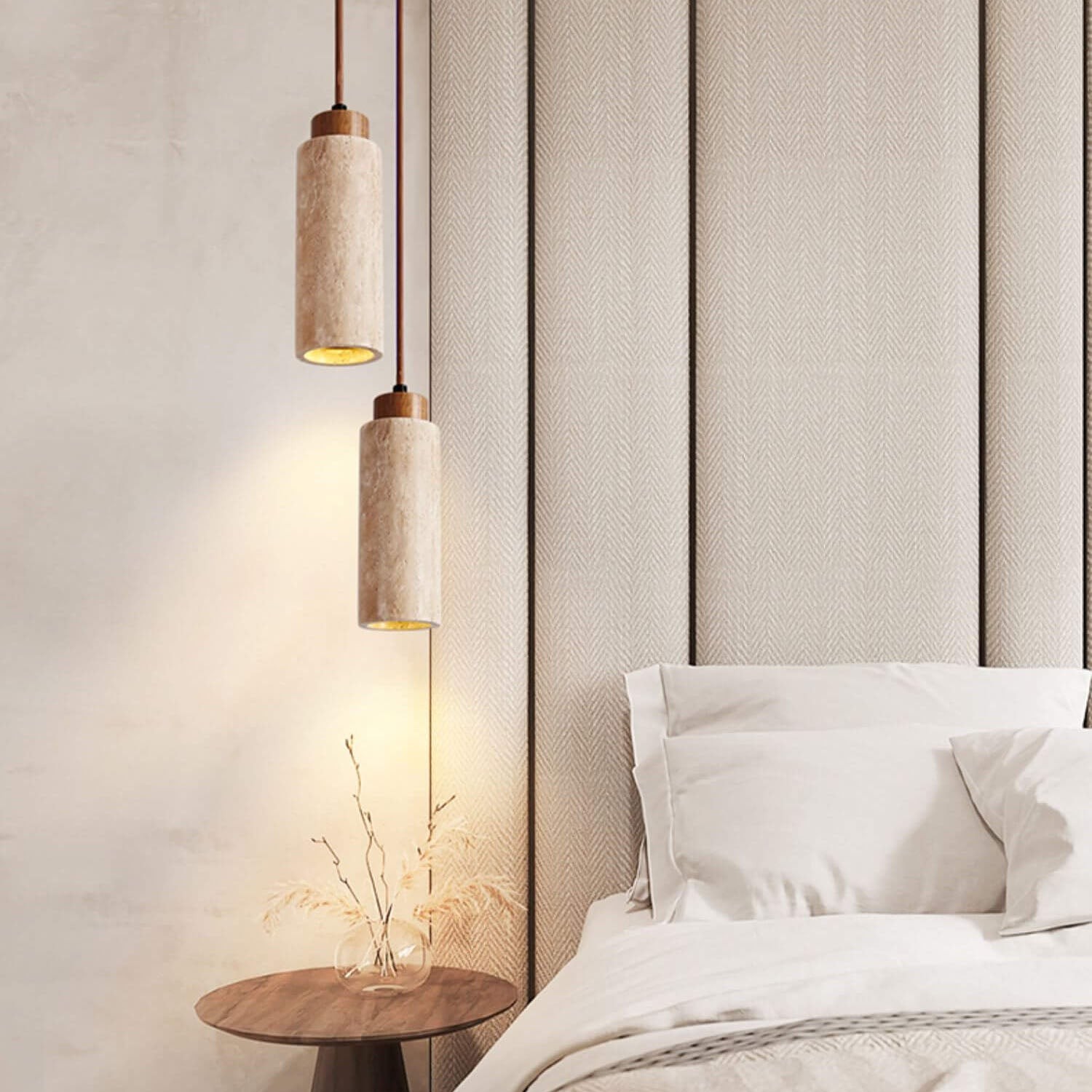 Wabi Sabi hanglamp van massief hout en steen HL971