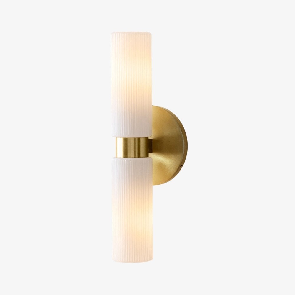 Rivora gecanneleerde glazen dubbele korte wandlamp - binnen- en buitenwandlamp Elegance HL1615