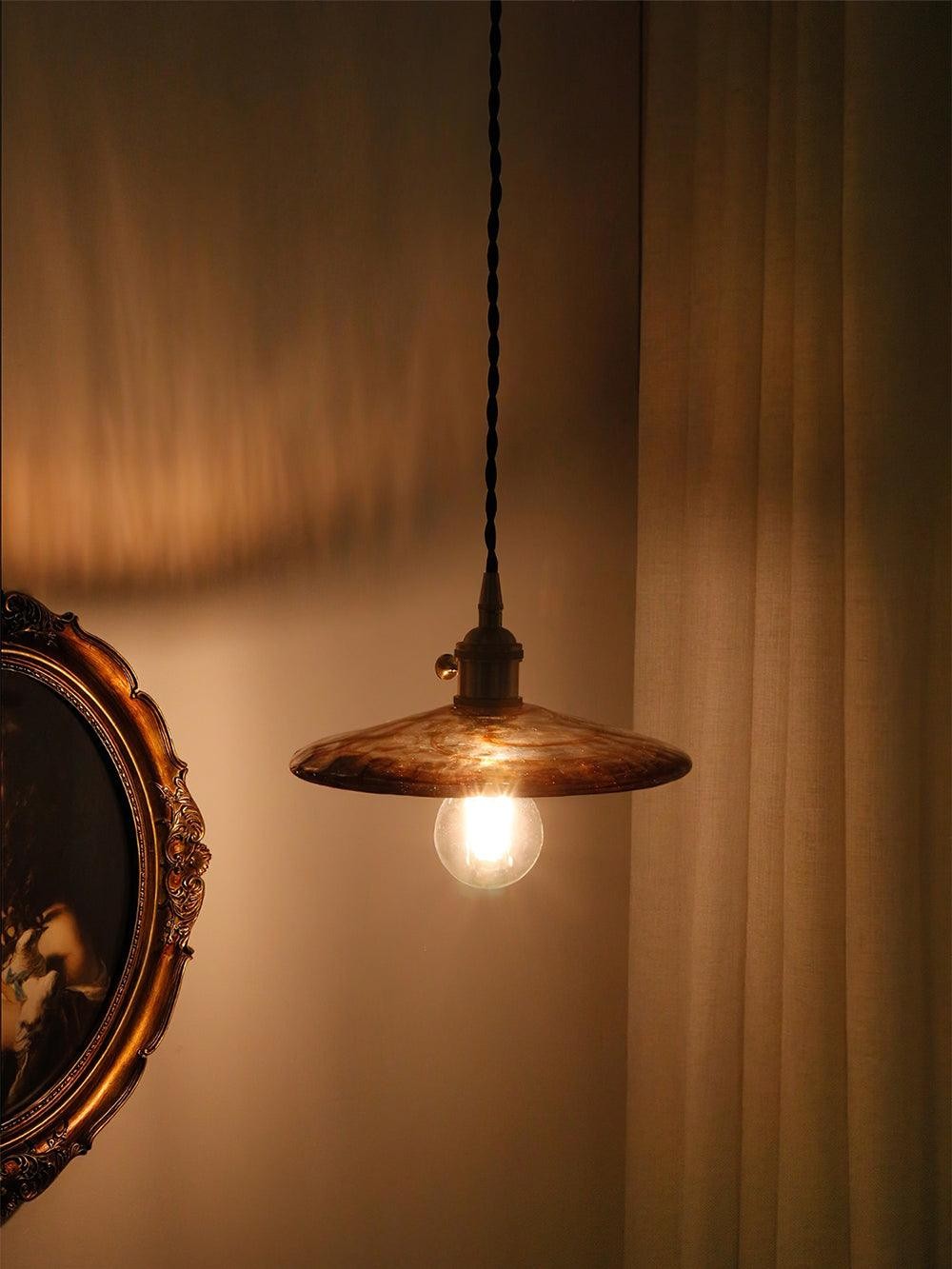 Messing Vintage Helder Glazen Hanglamp HL623