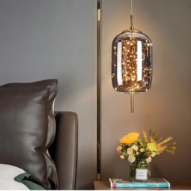 Scandinavische cilindervormige ovale glazen hanglamp HL479