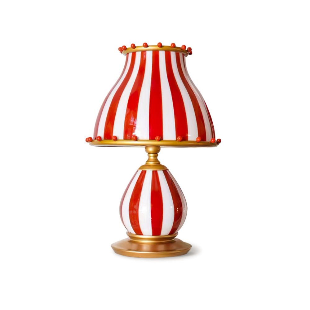 Circus tafellamp - Rood-Witte Strepen Metalen Design HL1048