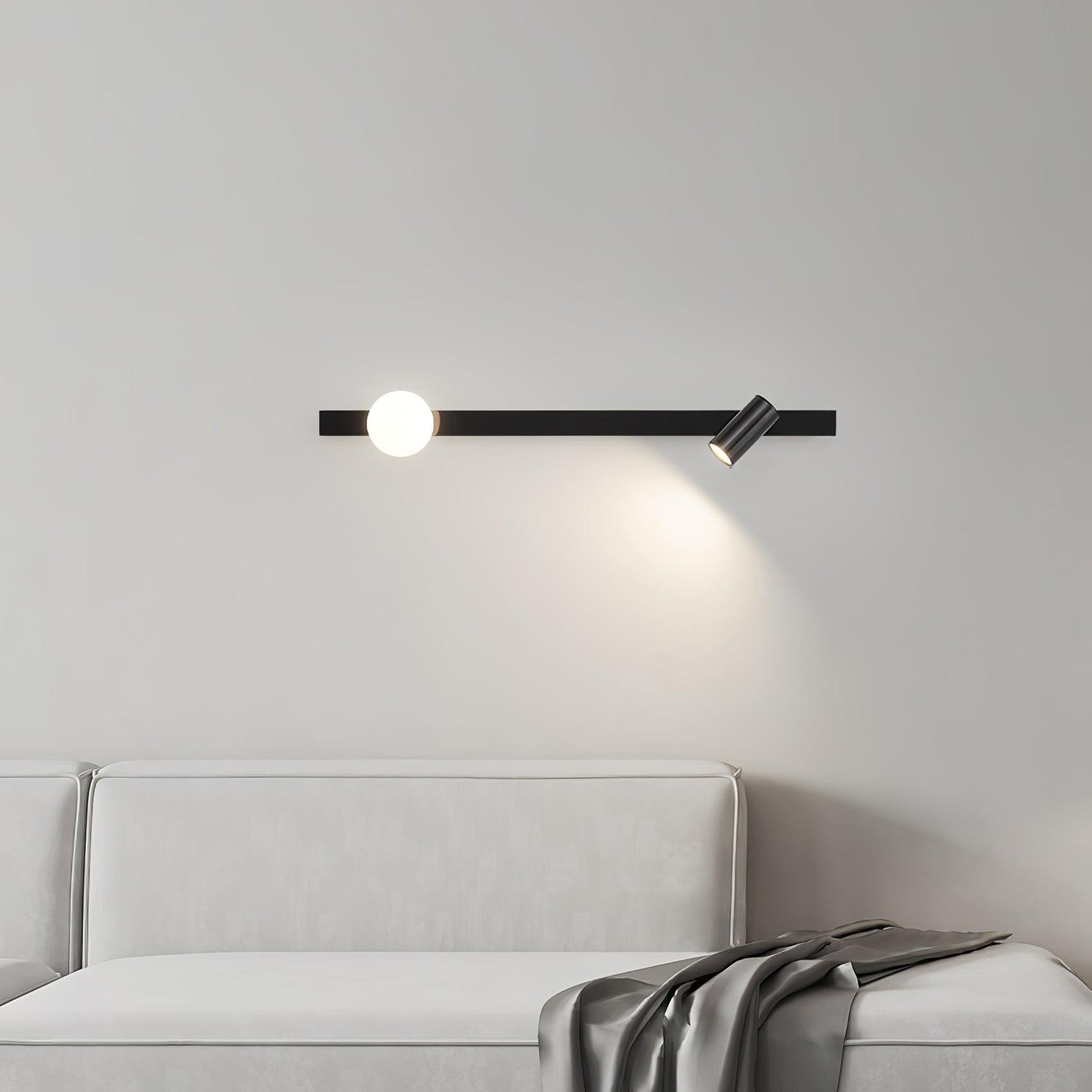 Moderne zwarte lineaire parelarm wandlamp met lange arm HL1122
