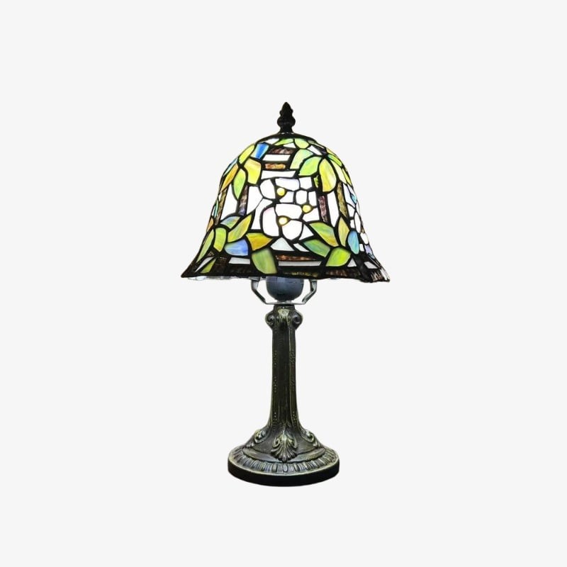 Virelle Traditionele Tiffany Tafellamp – Kleurrijke Bureaulamp met Glas-in-lood Koepel voor Slaapkamer HL2337