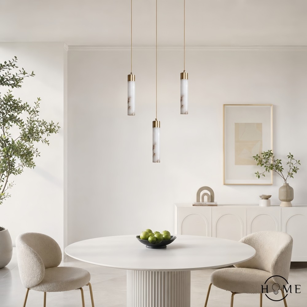 Hanglamp van natuurlijk getextureerd marmer en messing HL1060