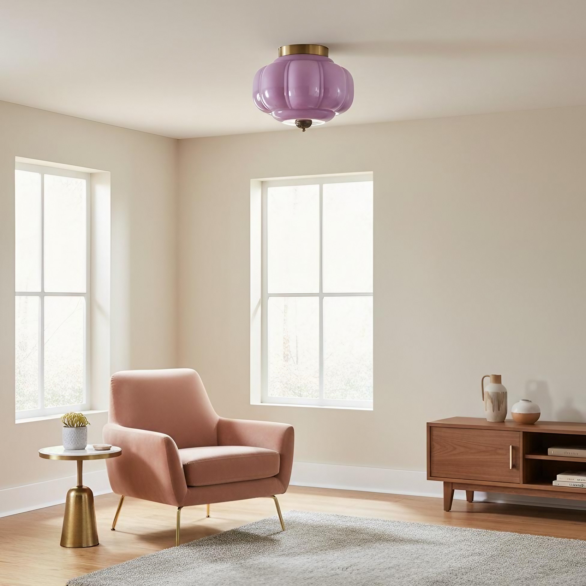 Eloise Retro Melkglas Semi-inbouw Plafondlamp HL948