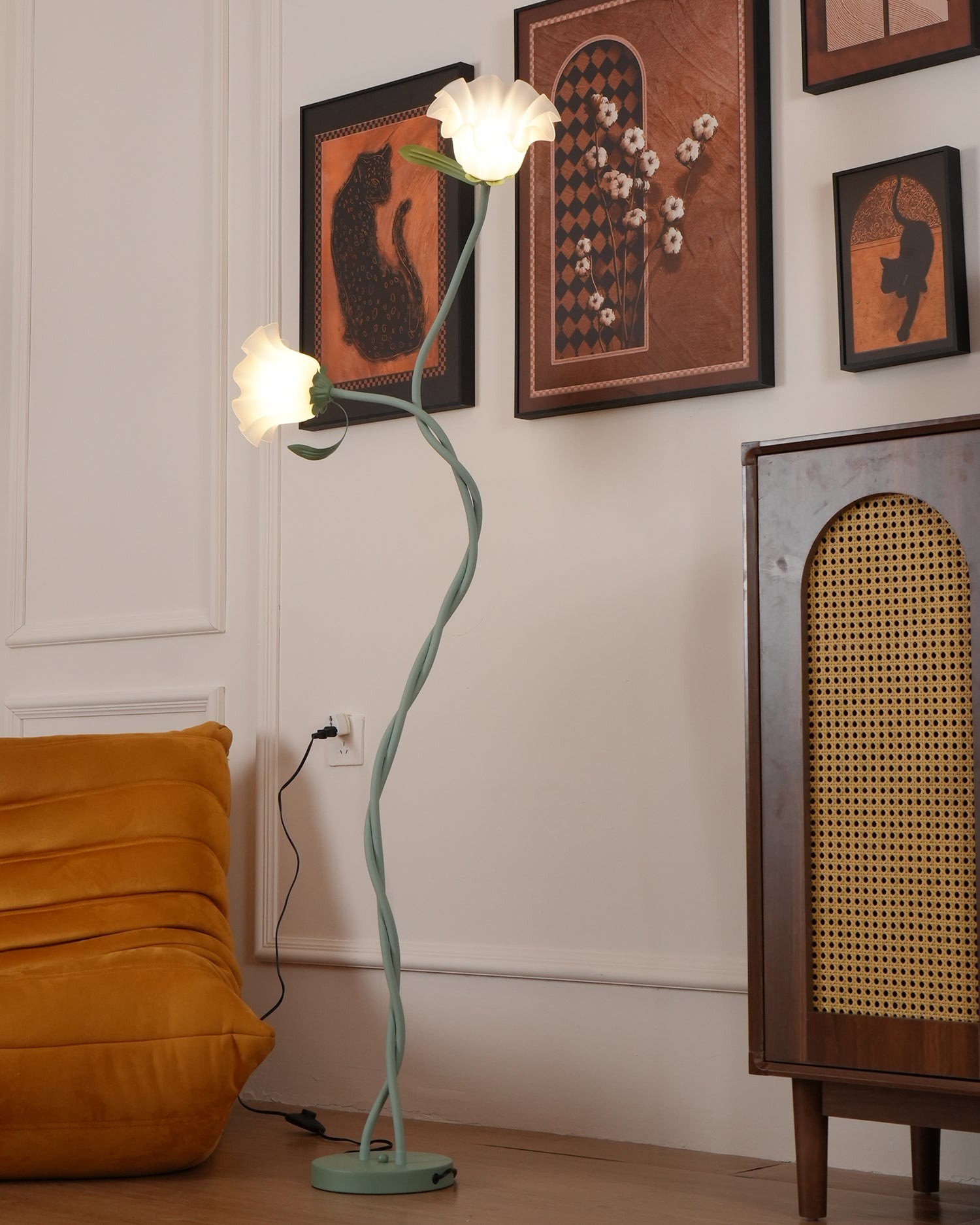 Creatieve multi-kops wikkelbloemvormige vloerlamp HL403