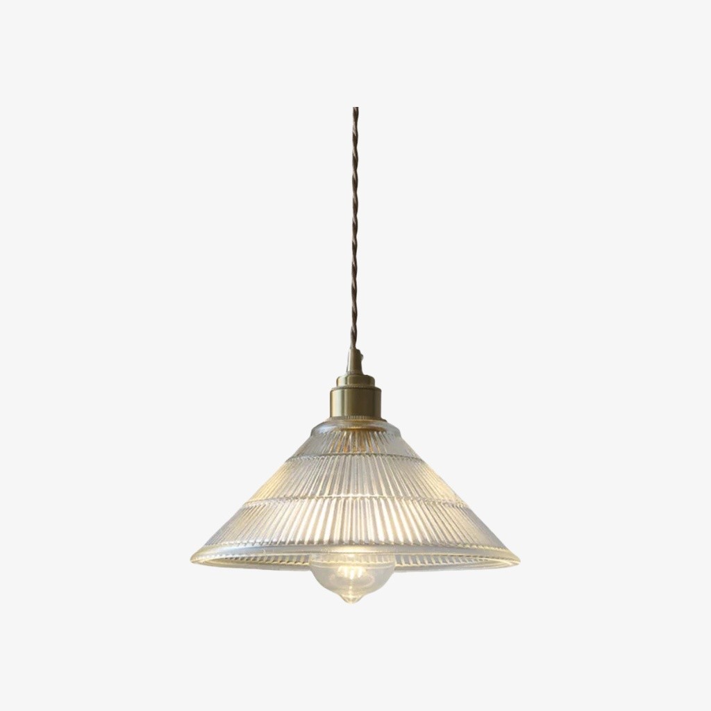 Ribilux geribbelde hanglamp - Vintage glas en metaal voor keuken en eetkamer HL2461