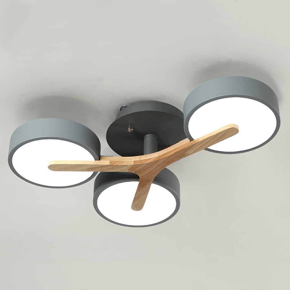 Nordic Disc Wood Plafondlamp - LED Semi-Flush Mount voor Slaapkamer HL1353