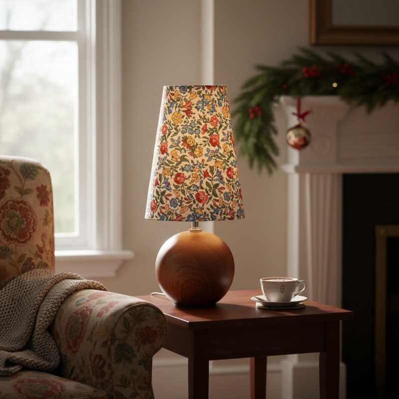 Florence decoratieve tafellamp met bloemenmotief — Stijlvolle sfeerverlichting met houten details voor thuis HL2338