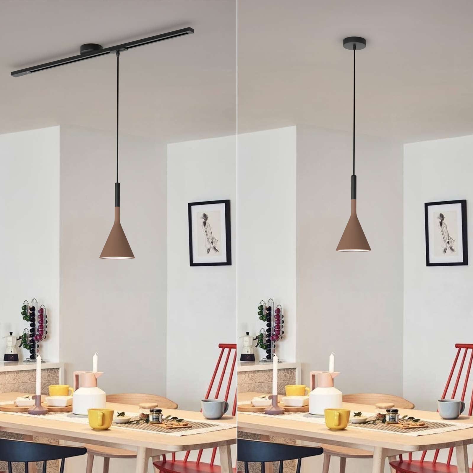 Zwenkarm enkel ophangsysteem voor een hanglamp HL202