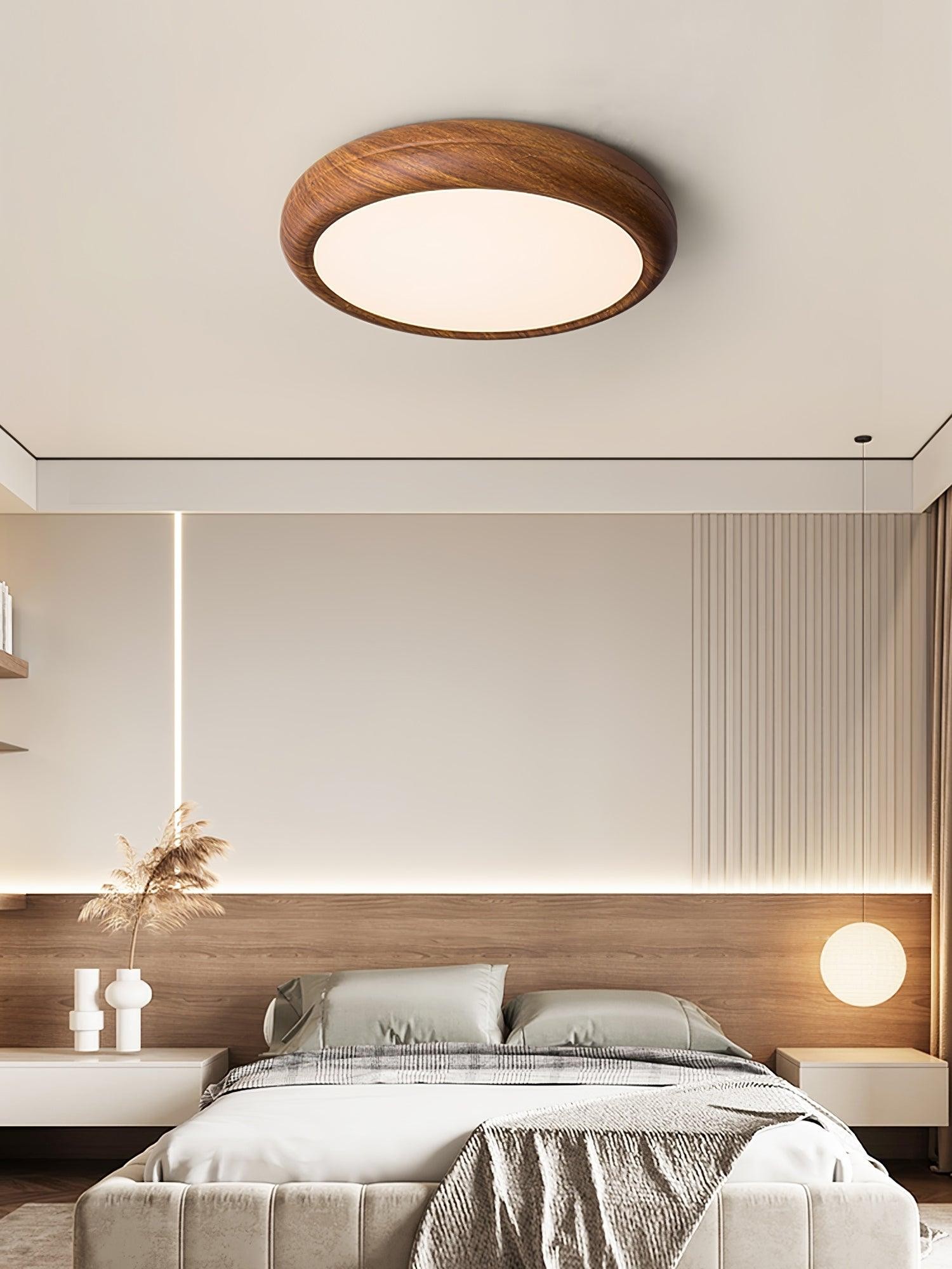 Ronde plafondlamp met houtnerf HL825