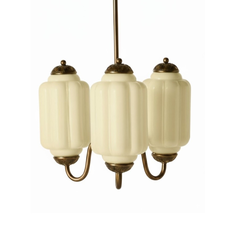 Vintage Eloise Melkglas Geribbelde Kroonluchter HL1081