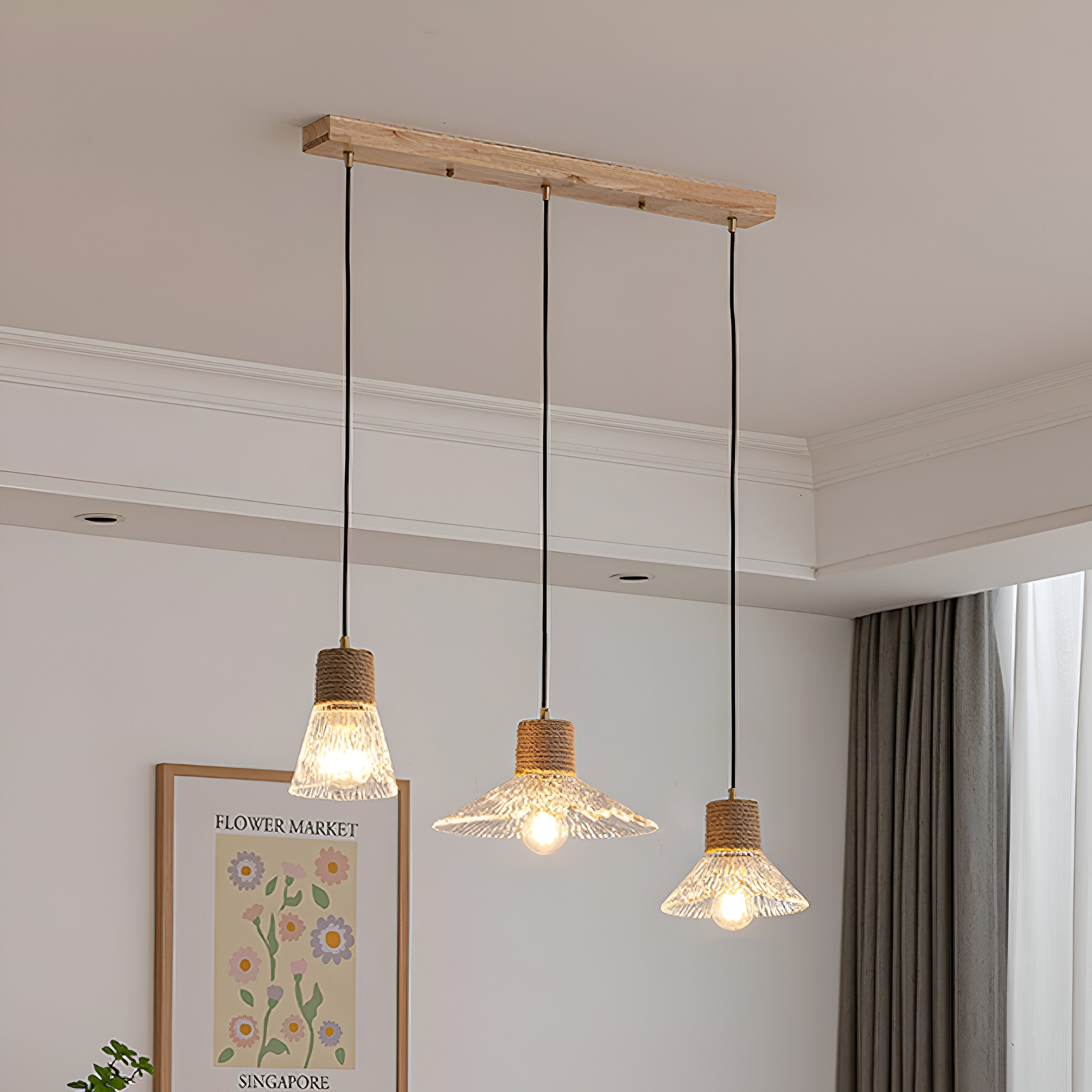 Nordic henneptouw glazen hanglamp HL1209