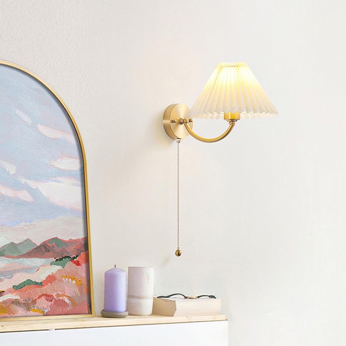 Moderne minimalistische luxe stoffen messing wandlamp voor woonkamer HL808