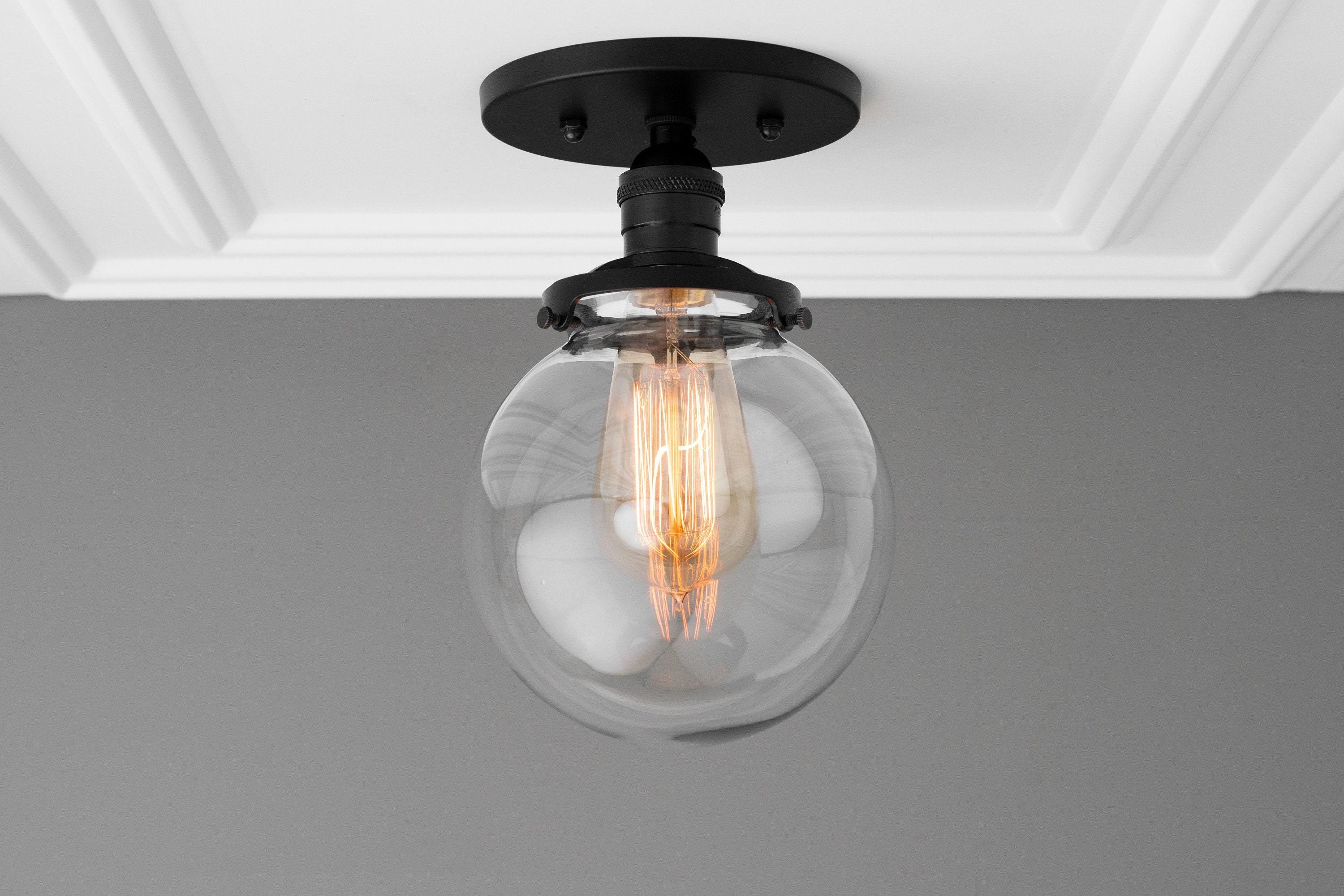 Glorica glazen retro bolvormige plafondlamp - Vintage industriële huisverlichting HL1731