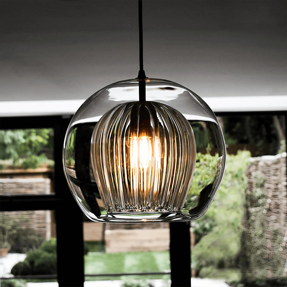 Moderne geplooide glazen hanglamp HL954