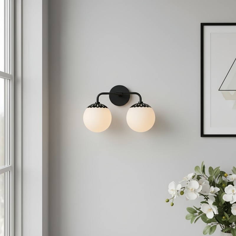 Vinbrea glazen bol wandlamp - minimalistische gebogen arm lamp voor de woonkamer HL2534