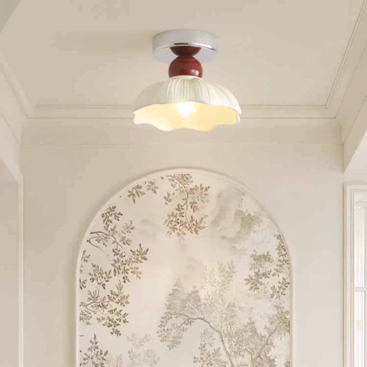 Nordic Retro Bloemblaadje Crème Plafondlamp HL229