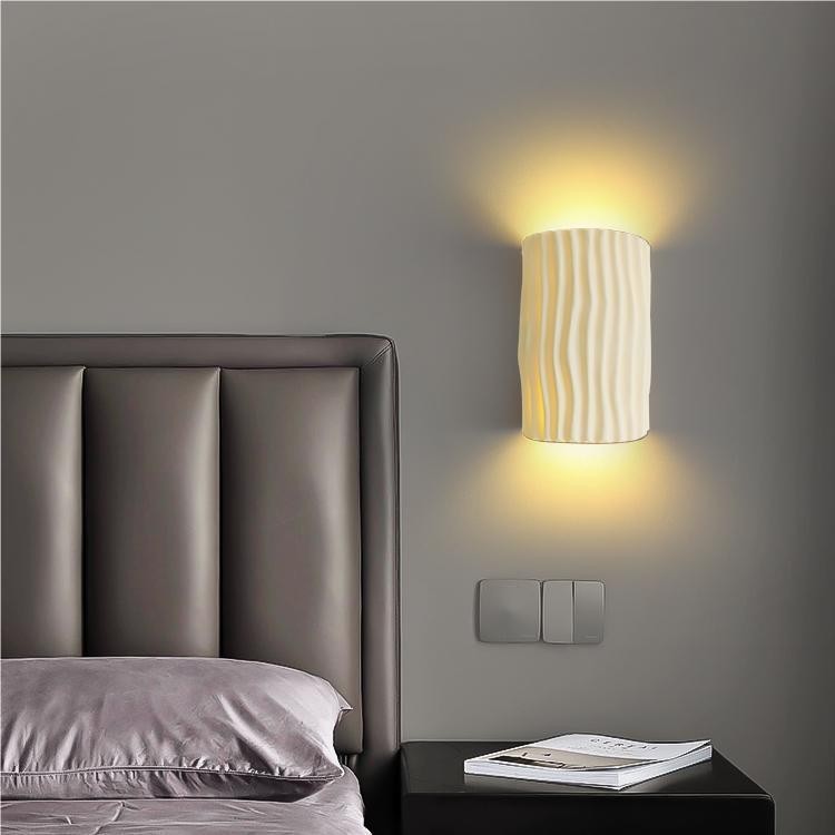 Cilinder geribbelde wandlamp van hars HL224