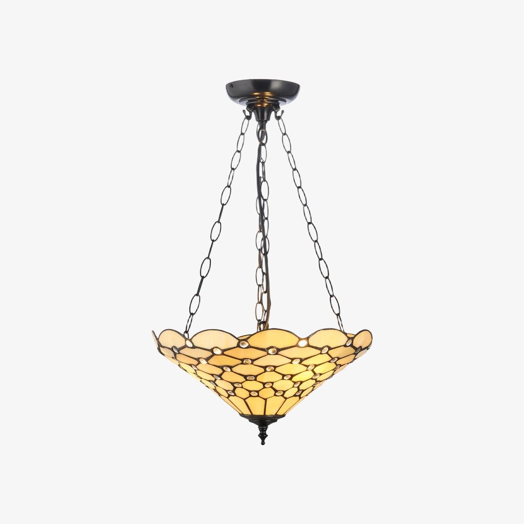 TF Pearl handgemaakte Tiffany plafondlamp - Art Deco glas-in-loodlamp voor hal of woonkamer HL2194
