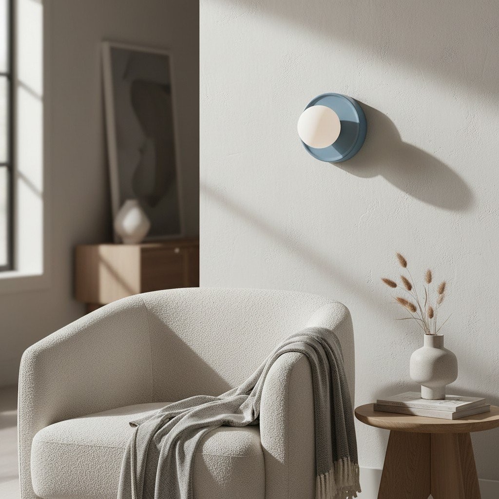 Solna ronde glazen wandlamp met keramische voet - minimalistische verlichting voor slaapkamer of hal HL1932