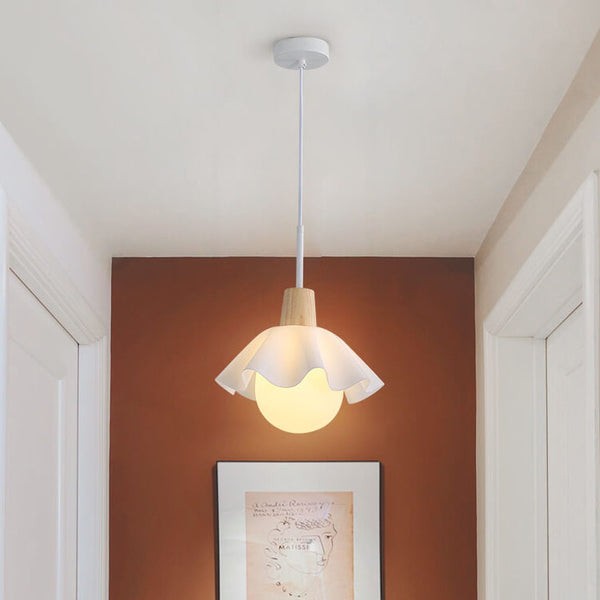 Houten hanglamp met bloemen in Scandinavische stijl HL1246