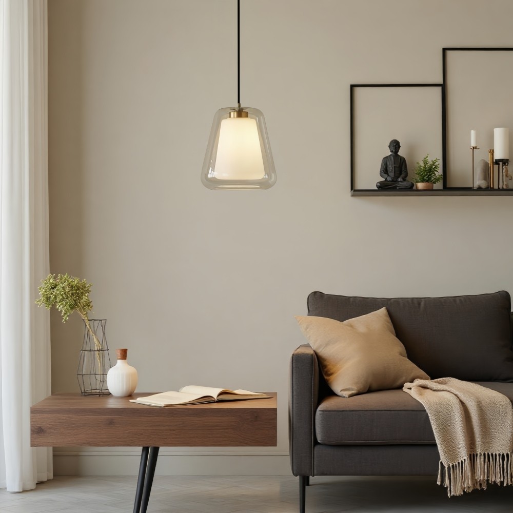 Hanglamp met dubbel glas - modern flesontwerp voor de keuken HL1317