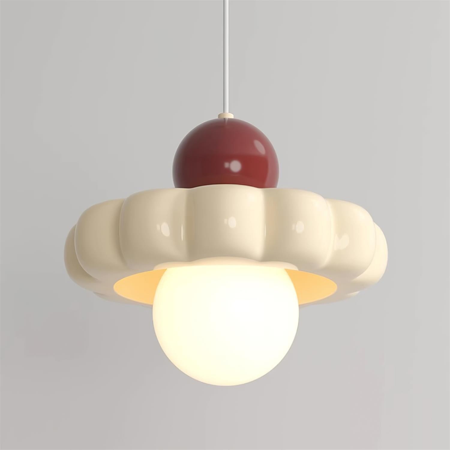 Crèmekleurige stijl lange lijn pompoen textuur hanglamp HL504
