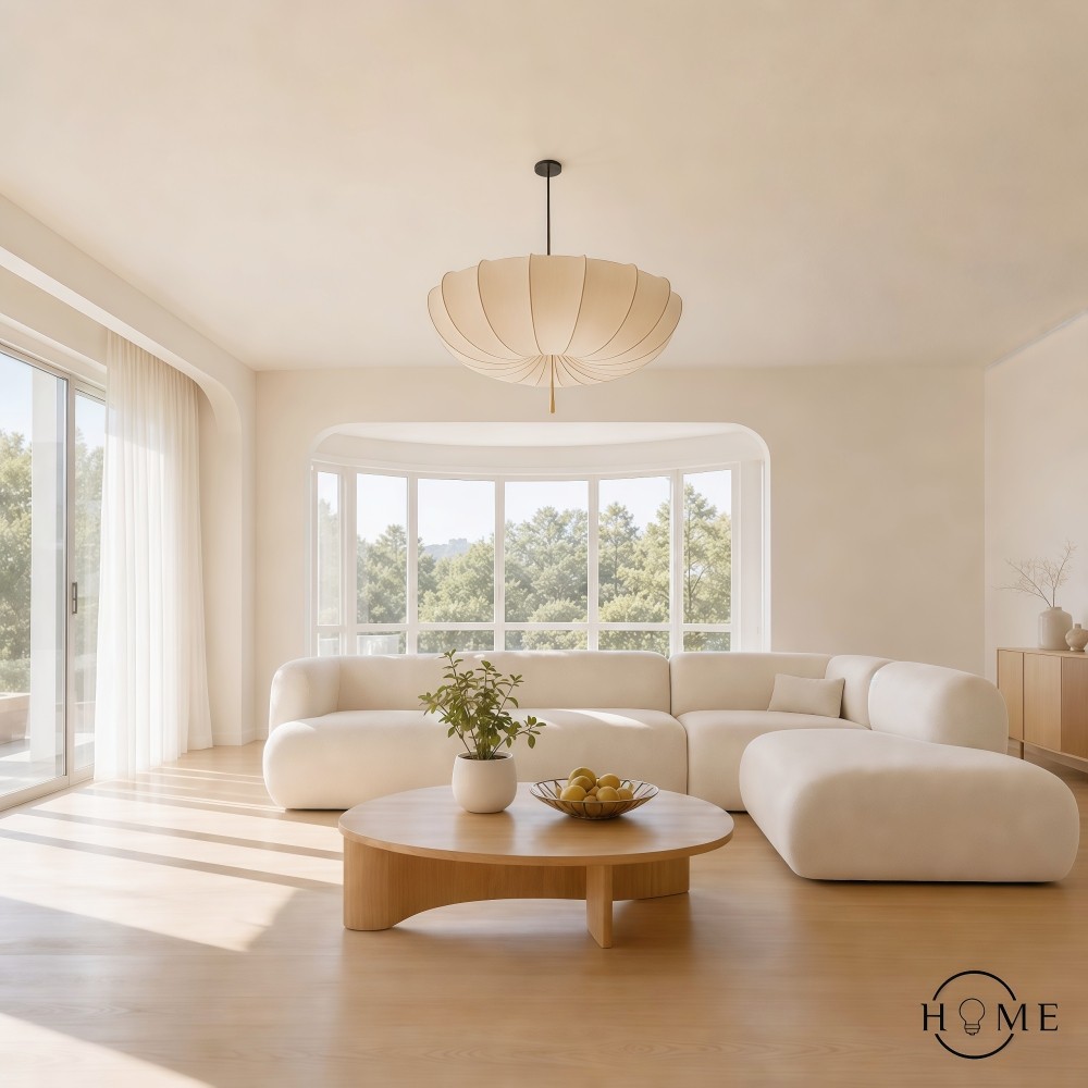 Traditionele Japanse ronde kroonluchter met ijzeren frame en stoffen kap, 3/5 lichts, voor de woonkamer HL1408