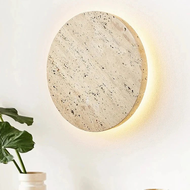 Travertijn stenen ronde wandlamp HL1270